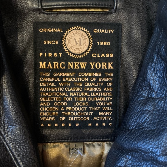 Mens ‘Mark New York’ Black Leather Jacket Size Large - Picture 2 of 8